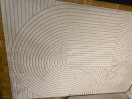 Moderner Teppich Beige/Creme – Linienmuster