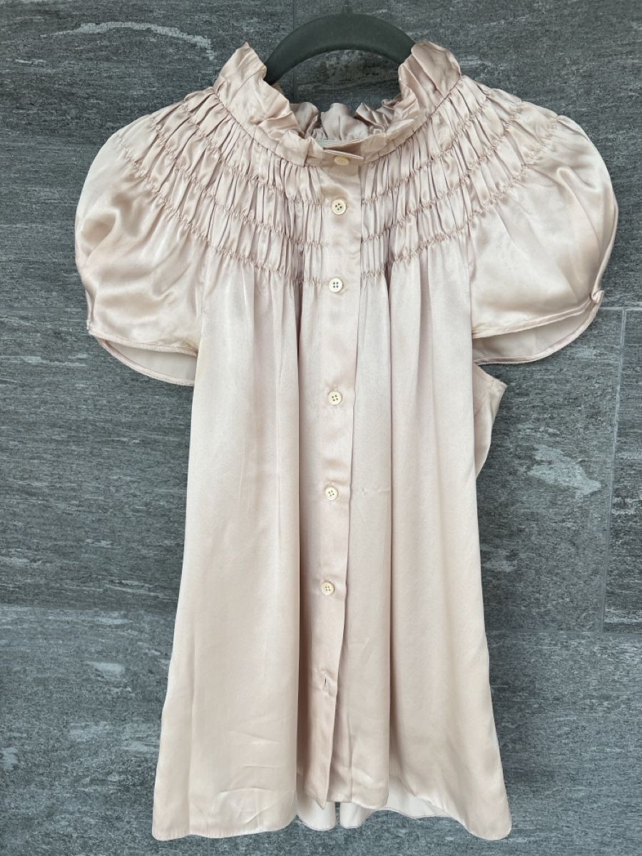 Camicette: Prada blouse size 40 pink silk smocked short sleeve good con – Usato da Luzern venduto da TIsabel 2