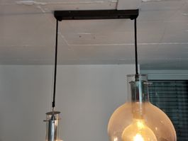 Doppelte Pendelleuchte Metall Glas gebraucht funktional