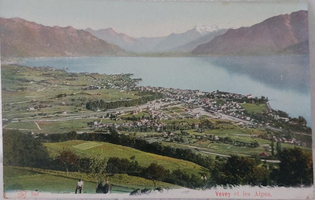 Ansichtskarten: VEVEY et les Alpes – Gebraucht aus Delémont von Domdom1