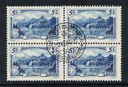 1931 Gebirgslandschaften 5Fr. Rütli Nr.178 im 4er-Block ʘ