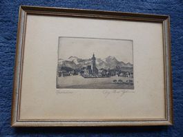 Speicher,AR,Orig.Radierung,signiert!Dorf,Papeterie Baumgartn