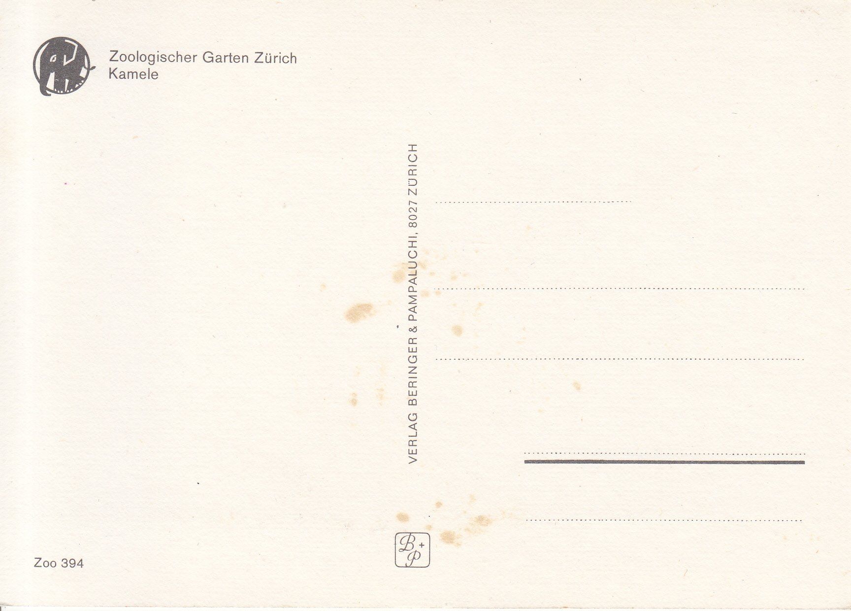 Cartoline postali: Zürich Zoo Kamel ca. 1970 – Usato da Bürglen TG venduto da StampGraf 1