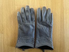 Grey Leather Gloves  - Size M - Leder Handschuhe