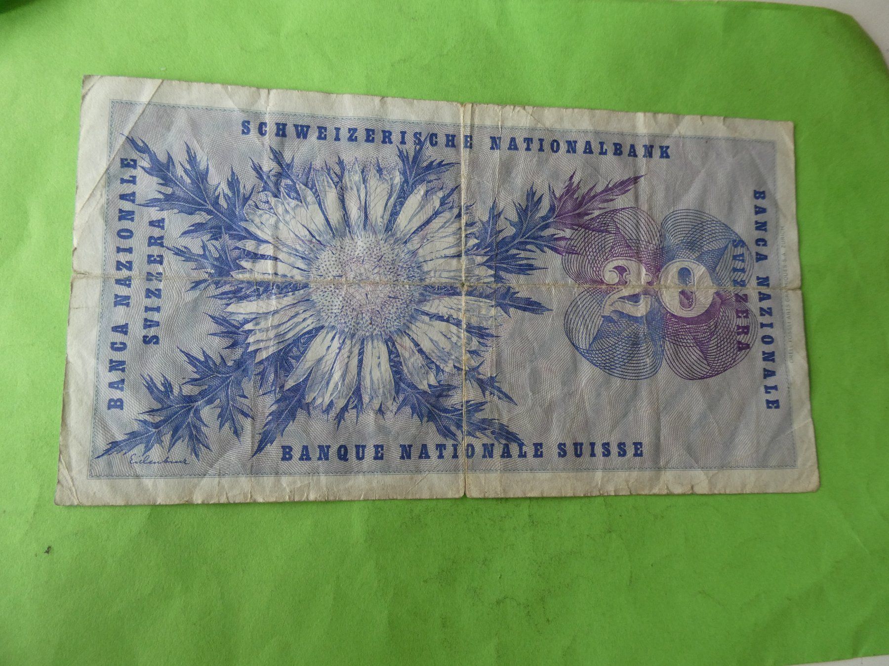 Billets de banque: Schweiz 1973, 20 Franken – D'occasion à Hinterforst par Rohusri 1