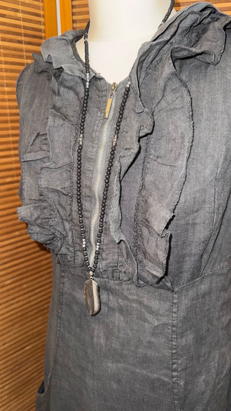 Vestiti: Leinenkleid mit Rüschen, schlammgrau, 38 – Usato da Gümligen venduto da morticiaaddams 3