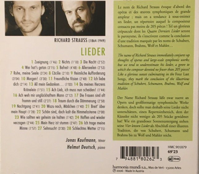 CD: Strauss - Lieder (Jonas Kaufmann) – Usato da Grüningen venduto da azulamarillo 1