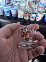 Leukerbad Shot Glas mit Wappen - Top Zustand, Souvenir