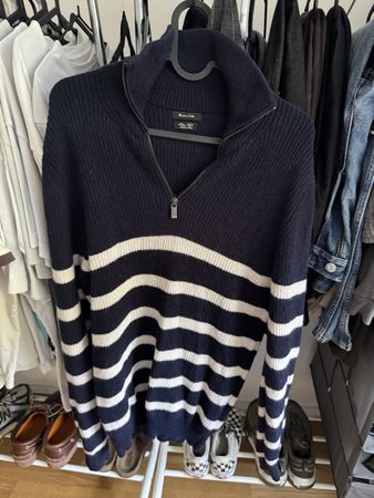Massimo Dutti Pullover Reissverschluss blau gestreift