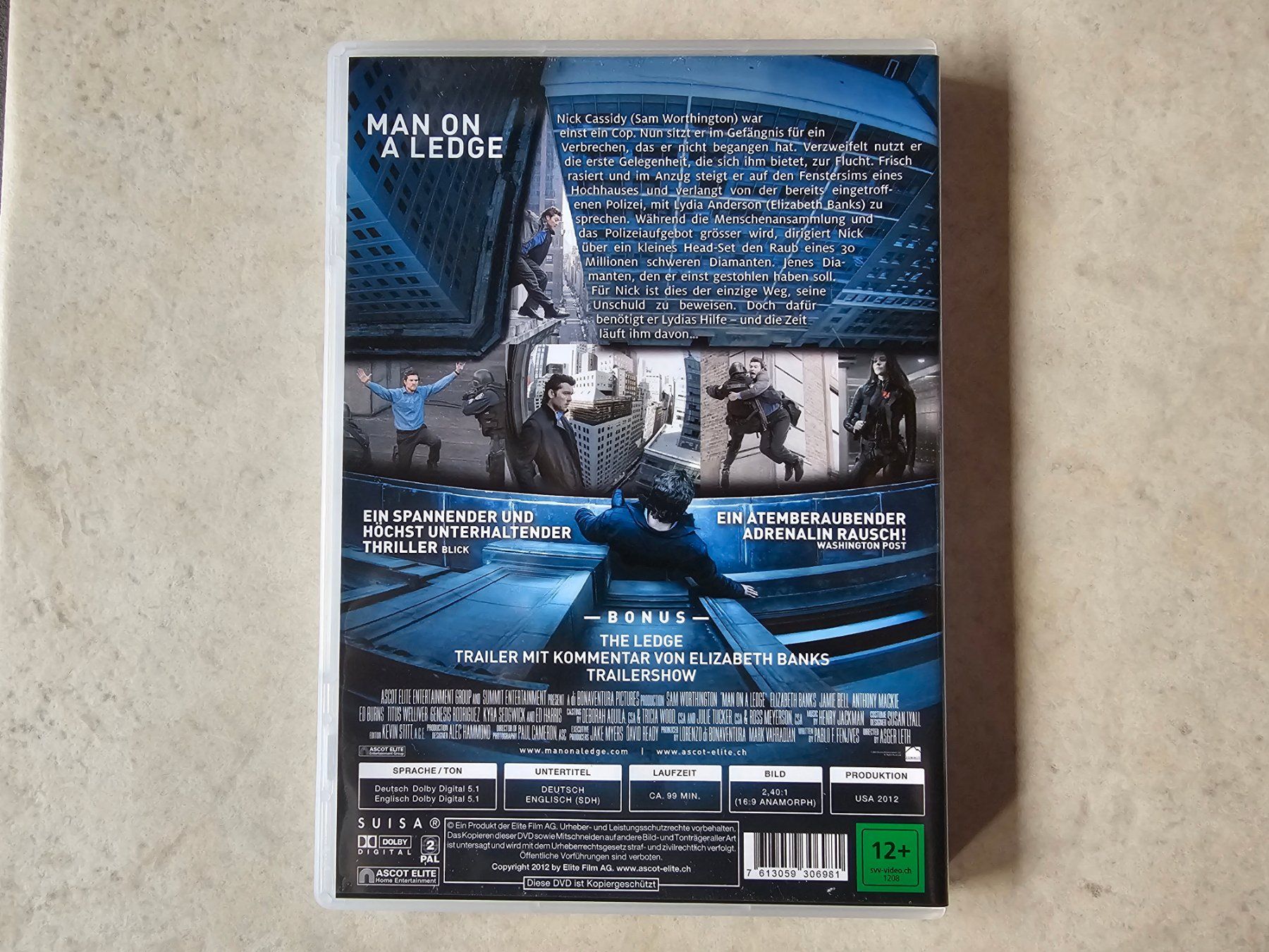 Tutti i DVDs: Man On A Ledge  -  Ein riskanter Plan – Usato da Schneisingen venduto da backstore24 1