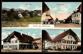 AK Bützberg, Gasthaus zum Kreuz, Schulhaus, Dorfstrasse