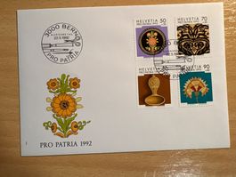Pro Patria Brief 1992, Ersttagsbrief Bern, gestempelt