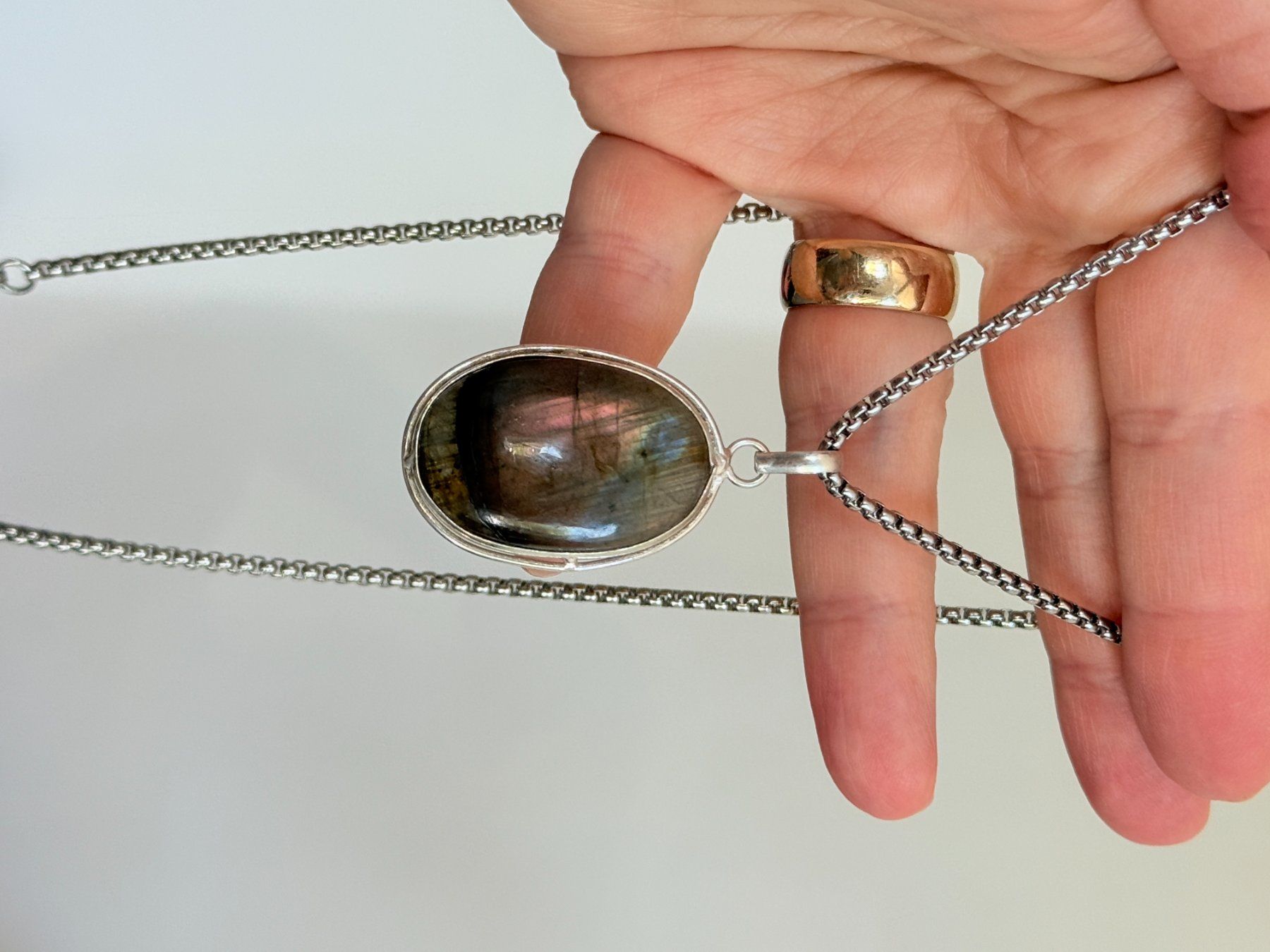 Catenine: Collier pendentif Labradorite - Élégant 💎 – Nuovo e nell'imballaggio originale da Genève venduto da AWWA 2