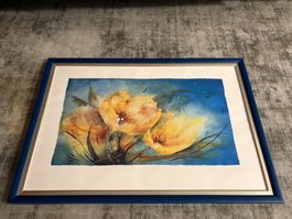 101.5cm breit x70.5 cmhoch/ Bilderrahmen Druck Gelbe Tulpen