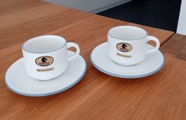 Espresso Tassen und Untertassen Rössler Porzellan 2er Set 
