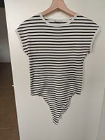 Zara Striped Bodysuit Size L 95% Cotton 🖤🤍