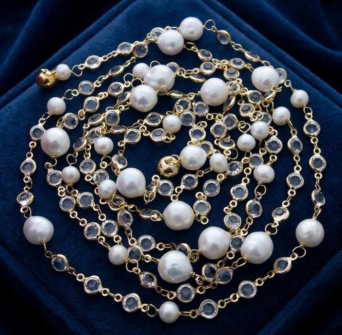Ketten: Long collier perles et pierres dorées – Neu und originalverpackt aus St-Maurice von Sandrinette123 2