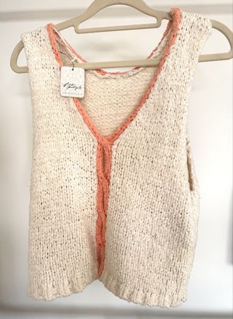 Free People Cream knitted vest
