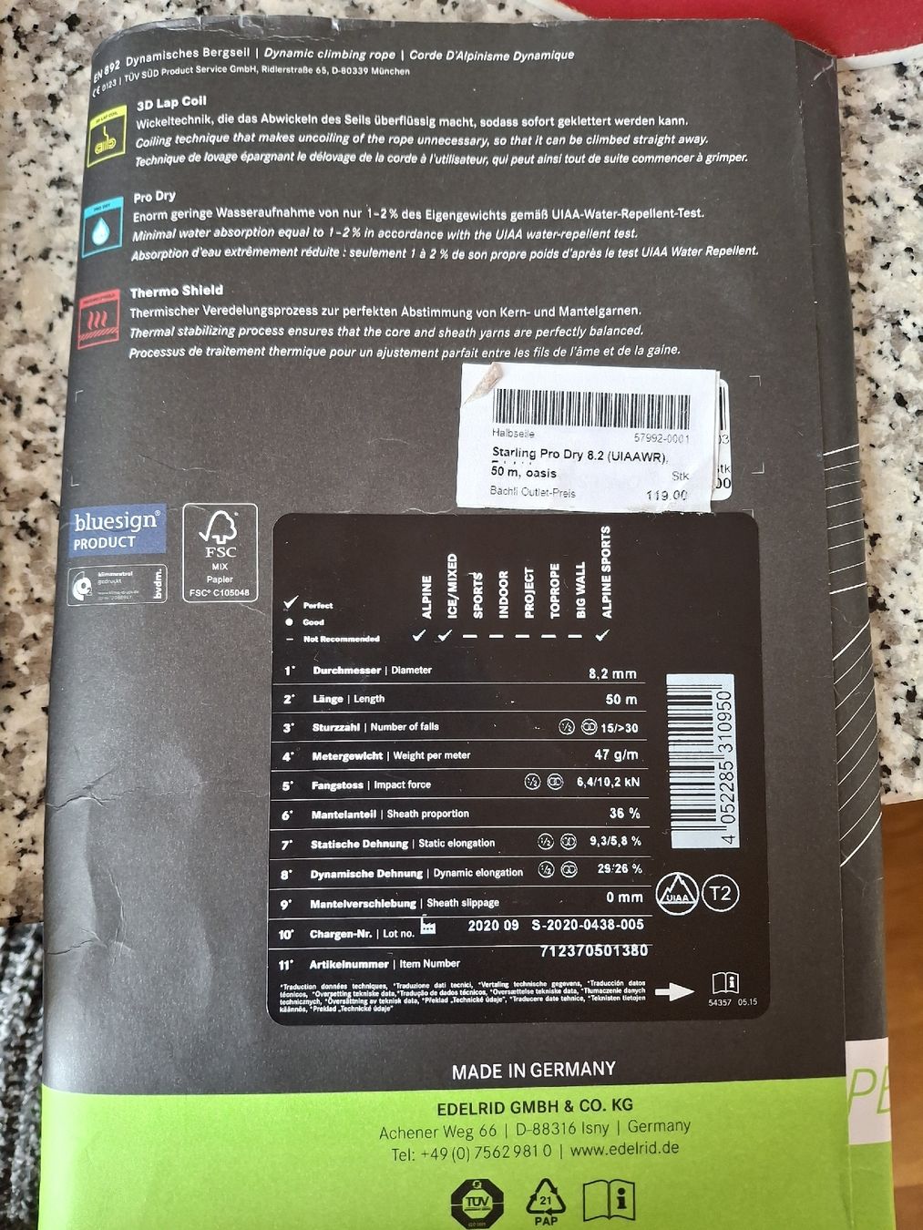 Edelrid Attrezzatura da arrampicata: Neu: 2x Edelrid Halbseile, Durchmesser 8.2mm, 50 Meter – Nuovo (secondo la descrizione) da Pratteln venduto da Swissy100 3