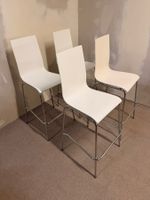 4er Set Barhocker, stapelbar, weisse Sitzschale Metallbeine
