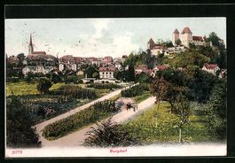 Burgdorf, Ortsansicht mit Blick zur Burg