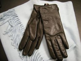 Echt Glatt Leder Handschuhe Gr. S / M schwarz