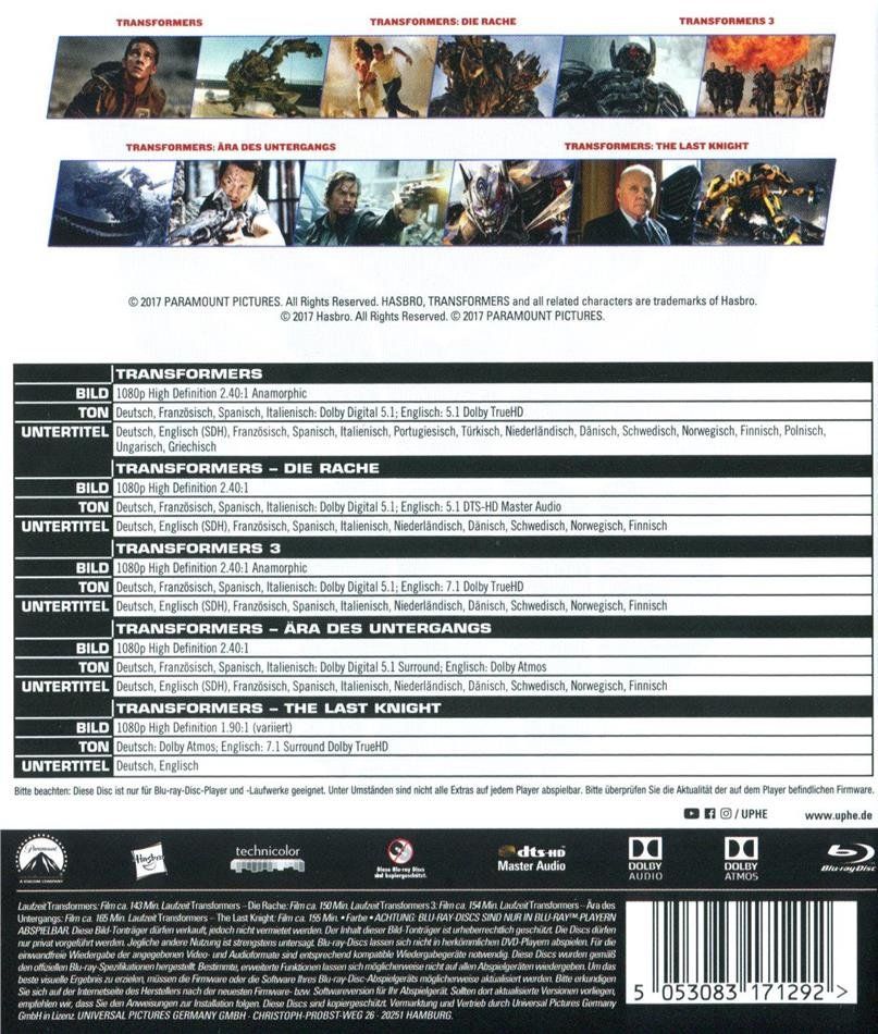 Tutti i DVDs: Transformers 1-5 Collection (2007-17) Michael Bay/5 Blu-rays – Usato da Volketswil venduto da cinephilia 1