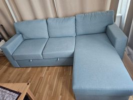 3er-Bettsofa mit Récamiere, Tibbleby hell grautürkis