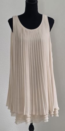 Kleid VERO MODA Falten Rundhalsausschnitt Beige Grösse S