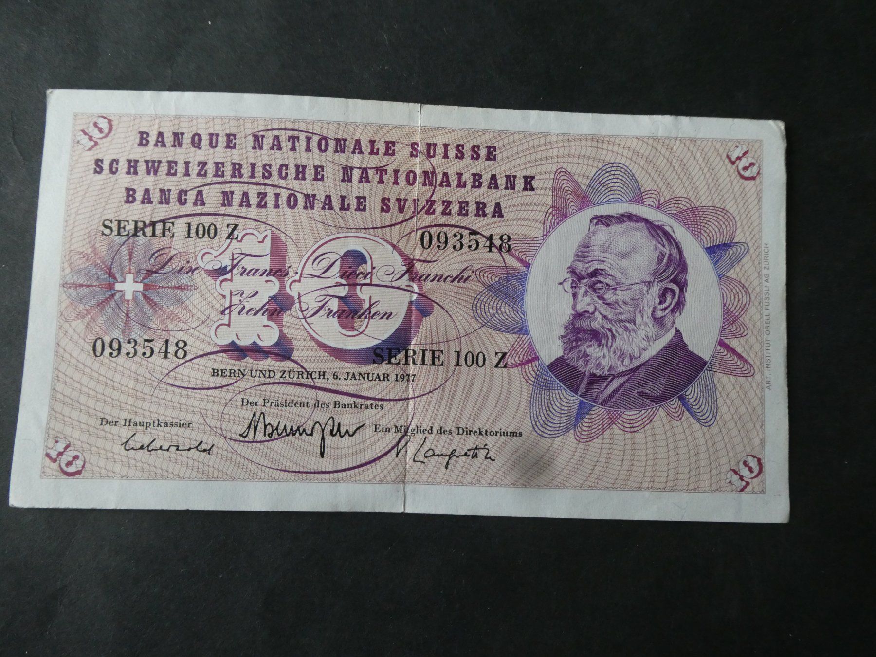 Banconote: Schweiz 1977, 10 Franken – Usato da Hinterforst venduto da Rohusri