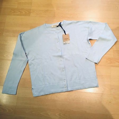 Gran Sasso LA Fein Strick Jacke glatt re Bio BW h blau Gr 34