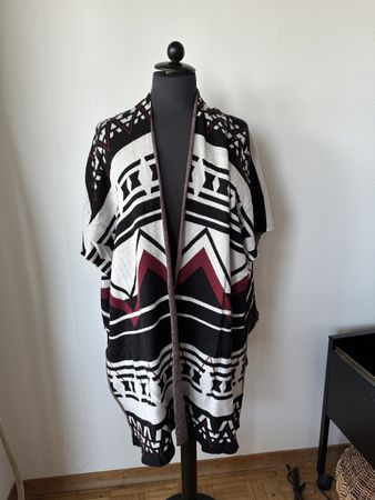 Damen Cardigan Ethno Muster schwarz/weiss Grösse M