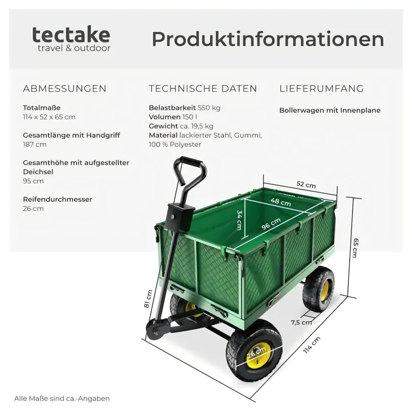 Carriole: Tectake Bollerwagen Metall – Usato da Matzendorf venduto da chicaela 2