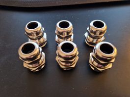 6 Stk Kabelverschraubung Metall glänzend VG M25 neu