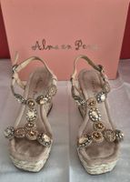 Alma en Pena Sandalen, Keilabsatz, Gr. 35, Beige, Neuwertig