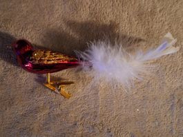 Weihnachtsbaumschmuck Vogel mit Federclip, Glas, neuwertig