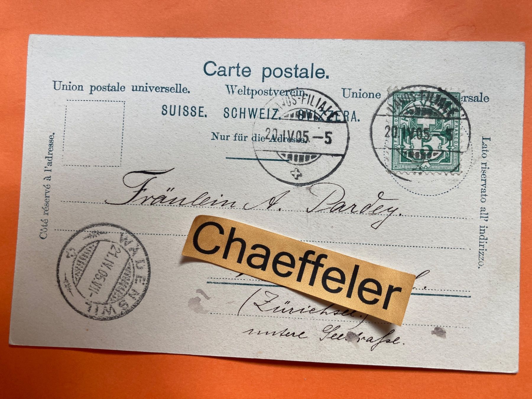 Cartoline postali: 1905 Flüela-Wasserfall – Usato da Zürich venduto da Chaeffeler 1