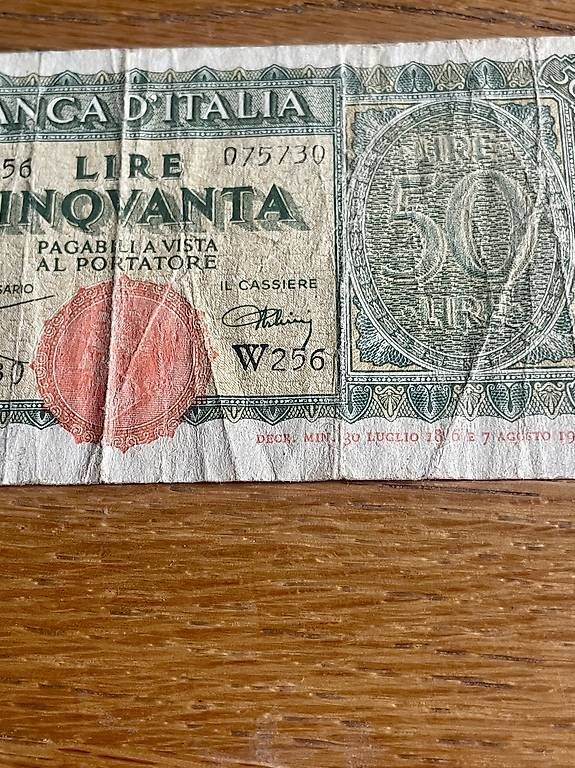 Billets de banque: 50 Lire Banknote – D'occasion à Buchs AG par fpatricia