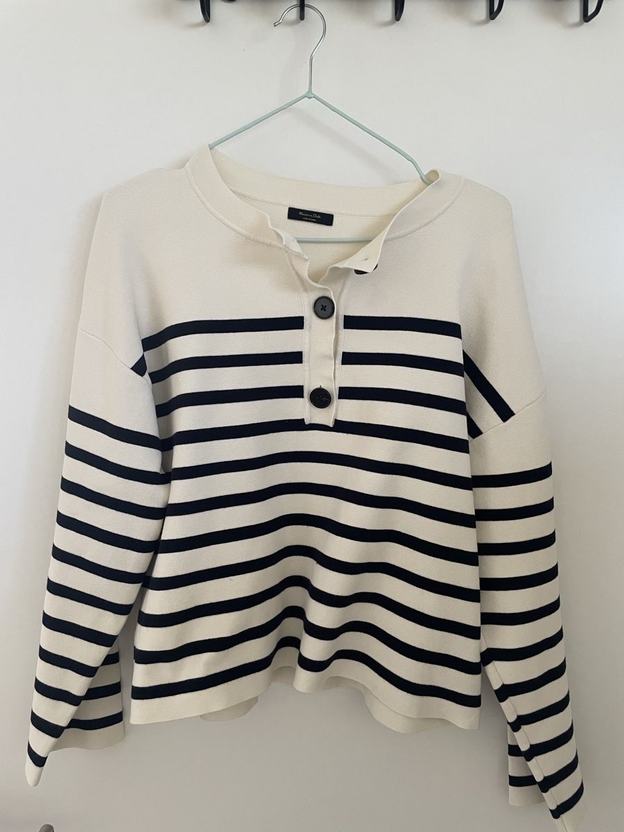 Pullover & Sweatshirts: Pullover Massimo Dutti gestreift weiss blau Knopfleiste – Neu (gemäss Beschreibung) aus Monte Carasso von alu_cf8g