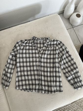 Herbstliche Bluse Grösse S kariert schwarz/weiss
