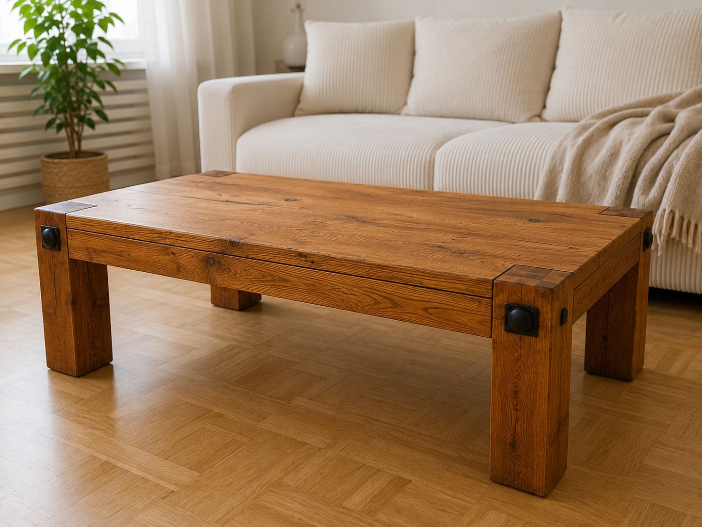 Tavoli: Massiver Eichen Couchtisch 130 cm  Modern Industrial – Usato da Embrach venduto da georgiana 1