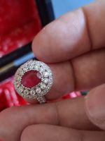 Ring, gr silbern mit  Zirkonia und gr Himbeerjade? Gr.62