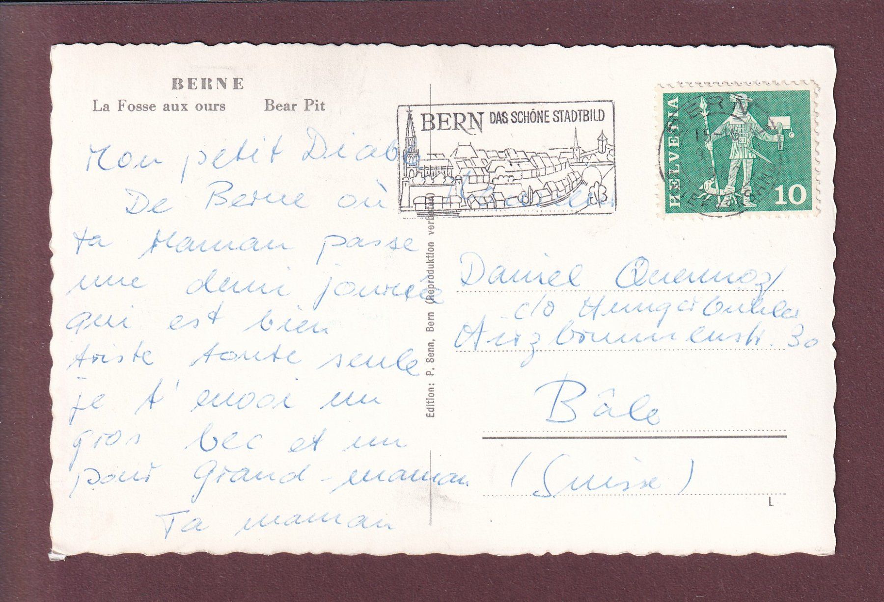 Cartoline postali: BERN - Bärengraben - 1963 – Usato da Pully venduto da nicecards 1