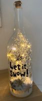 Winter Deko Flasche mit Lichterkette "Let it snow!"