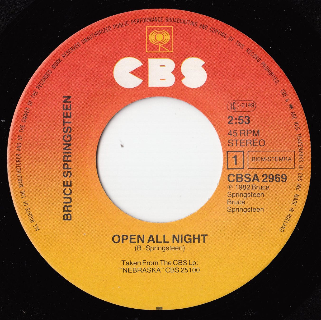 Schallplatten: Bruce Springsteen Vinyl Single von 1983 – Gebraucht aus Volketswil von Abcrecords 2