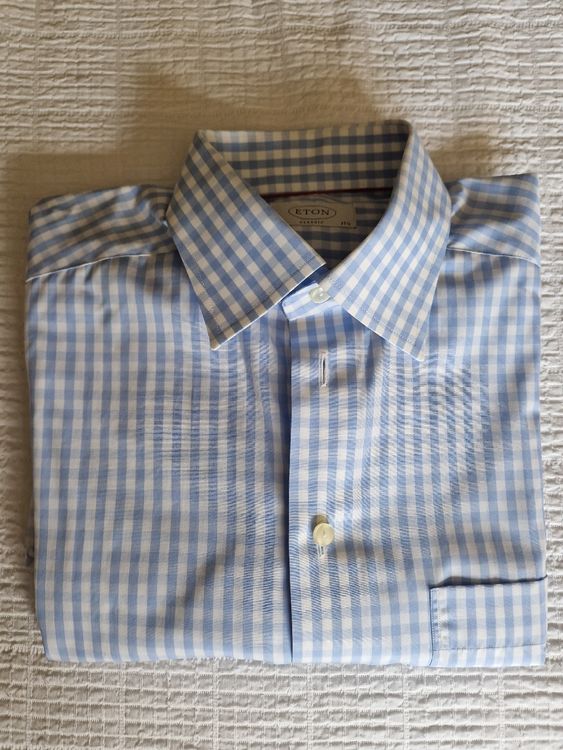 Eton Shirt with blue gingham check pattern Kaufen auf Ricardo