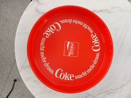 Tablett Coca Cola rund rot mit Schriftzug guter Zustand