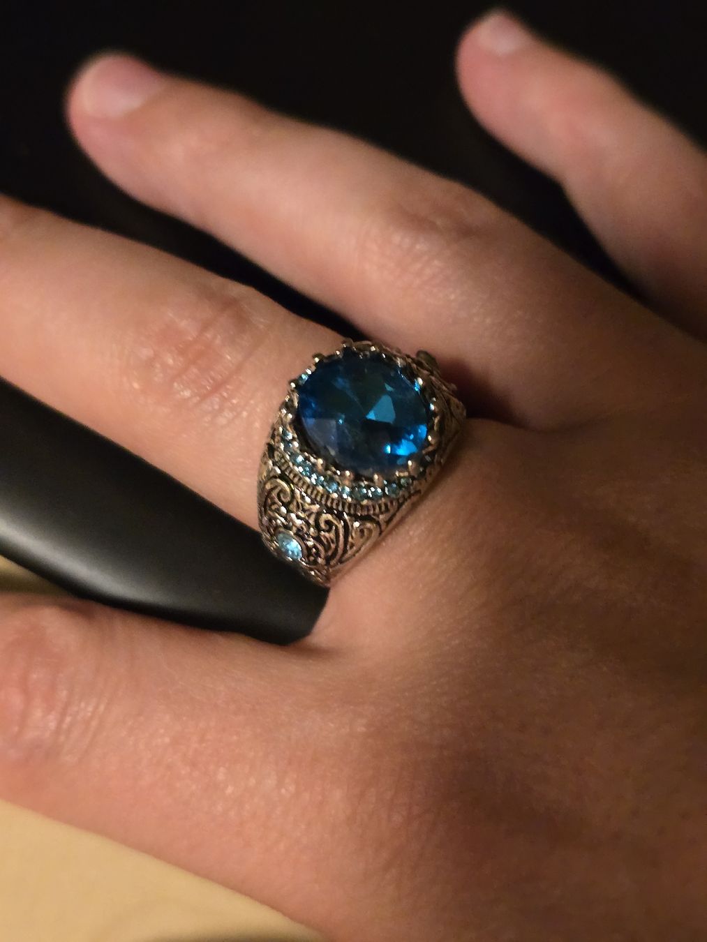 Bagues: Herrenring silberfarben mit blauem Stein  – D'occasion à Kreuzlingen par AudiB9 5