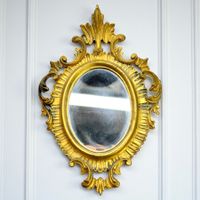 Miroir mural baroque florentin doré en bois doré, Italie