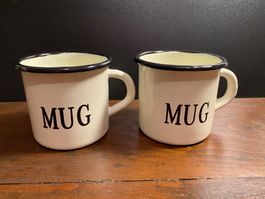 2 emaille Tassen "MUG"